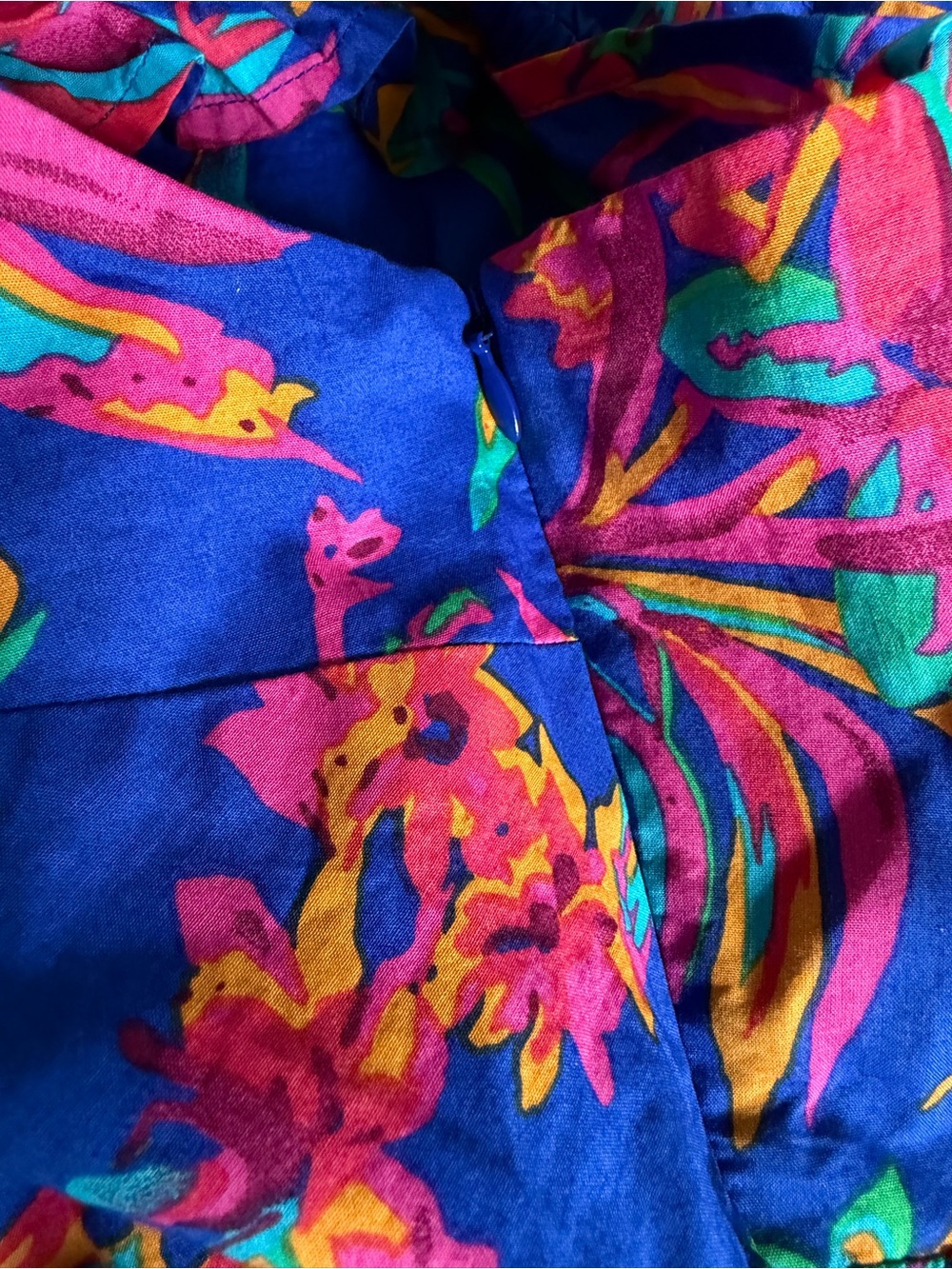 J. Crew 100% Cotton Bright Tropical Floral Print Ruffled Midi Dress, Size 6 - Picture 9 of 13